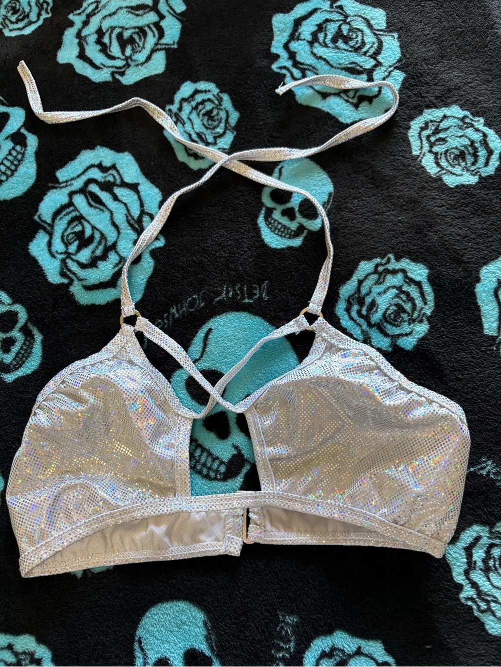 Roma Iridescent Silver Holographic Bralette